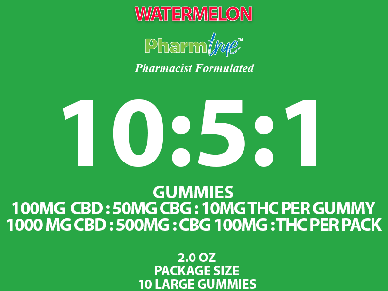 10-5-1 Gummies CBD CBG THC watermelon Gummies Pharmtrue